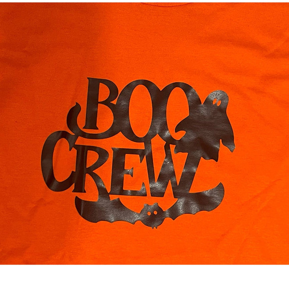BOO CREW HALLOWEEN‎ TEE| UNISEX MEDIUM |ORANGE BLACK |SPOOKY BAT GHOST - Picture 4 of 8